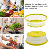 EZYHOME Microwave Splatter Cover, Collapsible and Reusable Food Cover, Ventilated Foldable Microwave Splash Proof Dining Plate Cover, Multi-Purpose Colander Kitchen Gadget Dishwasher-Safe